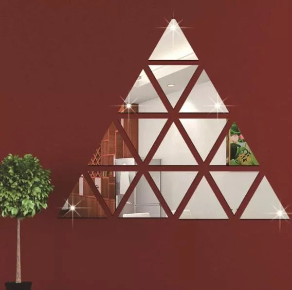 Luxury Triangular Mirrored Wall Decals (16 Pcs)